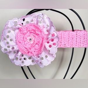 Baby Crochet headband handmade with 5 inch Crochet/Lace Flower